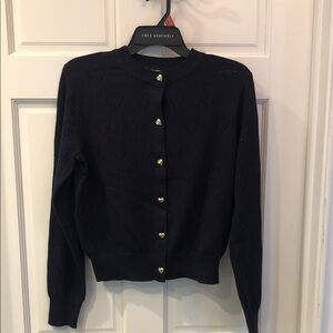 Elegant Navy Cardigan with Heart Buttons